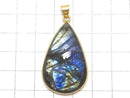 [Video][One of a kind] Rainbow Labradorite AAA- Carved Pendant 18KGP NO.28
