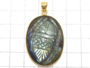 [Video][One of a kind] Rainbow Labradorite AAA- Carved Pendant 18KGP NO.29