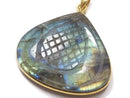 [Video][One of a kind] Rainbow Labradorite AAA- Carved Pendant 18KGP NO.30
