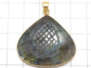 [Video][One of a kind] Rainbow Labradorite AAA- Carved Pendant 18KGP NO.30