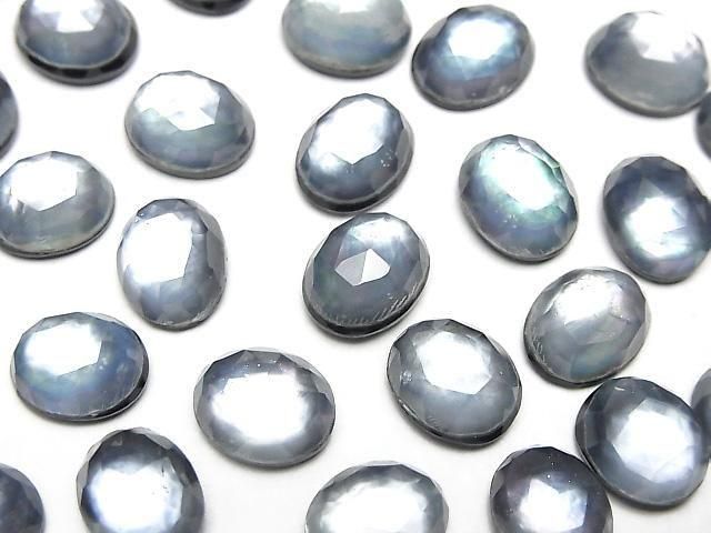 [Video] Onyx x White Shell x Crystal AAA- Oval Rose Cut 10x8mm 3pcs