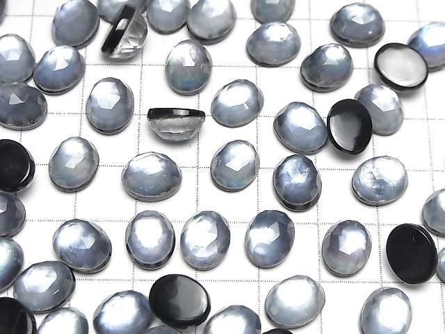 [Video] Onyx x White Shell x Crystal AAA- Oval Rose Cut 10x8mm 3pcs
