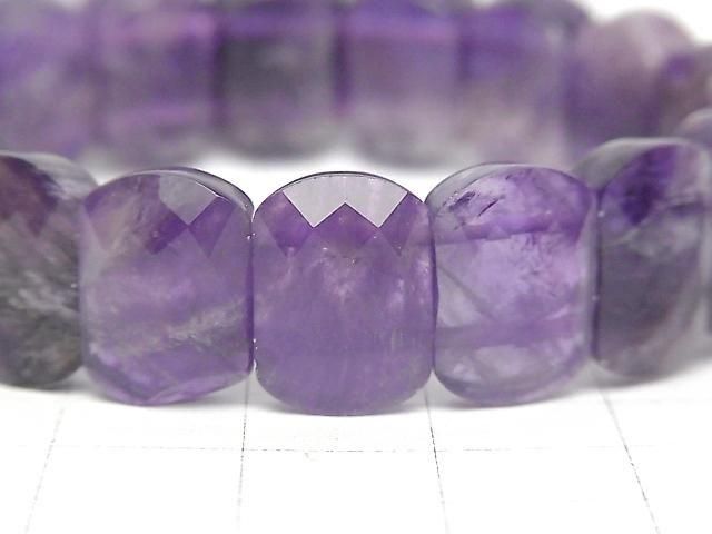 [Video] Amethyst 2-Hole Faceted Rectangle 14x10x6mm 1strand (Bangle Bracelet)