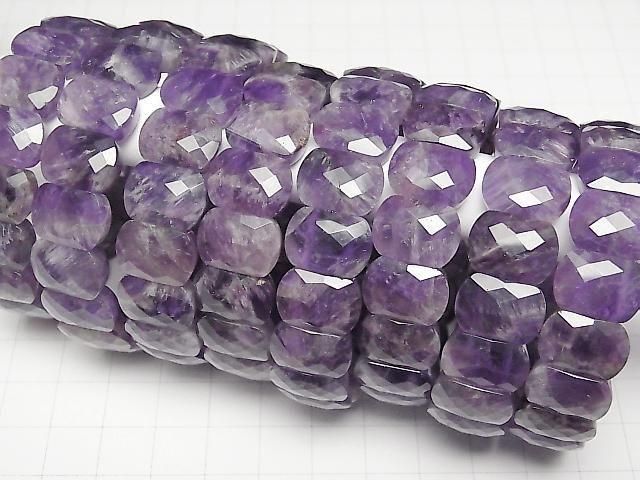 [Video] Amethyst 2-Hole Faceted Rectangle 14x10x6mm 1strand (Bangle Bracelet)