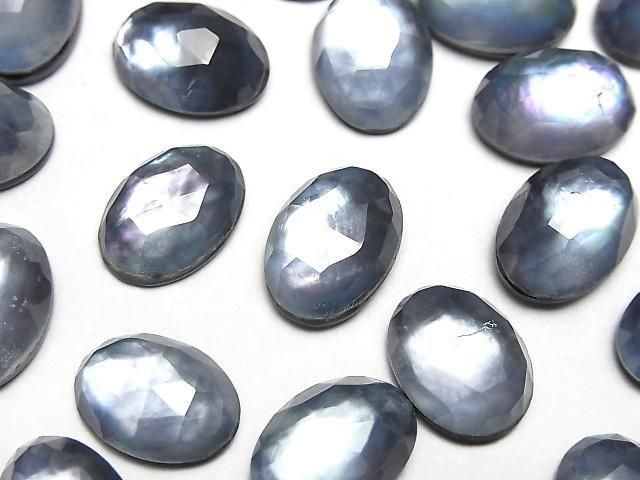 [Video] Onyx x White Shell x Crystal AAA- Oval Rose Cut 14x10mm 2pcs