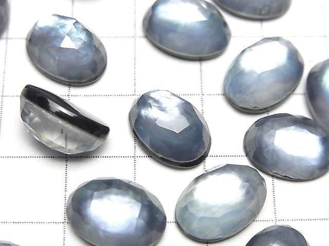 [Video] Onyx x White Shell x Crystal AAA- Oval Rose Cut 14x10mm 2pcs