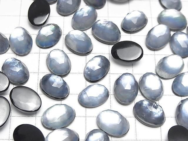 [Video] Onyx x White Shell x Crystal AAA- Oval Rose Cut 14x10mm 2pcs