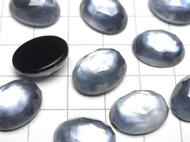 [Video] Onyx x White Shell x Crystal AAA- Oval Rose Cut 16x12mm 2pcs