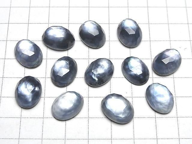 [Video] Onyx x White Shell x Crystal AAA- Oval Rose Cut 16x12mm 2pcs