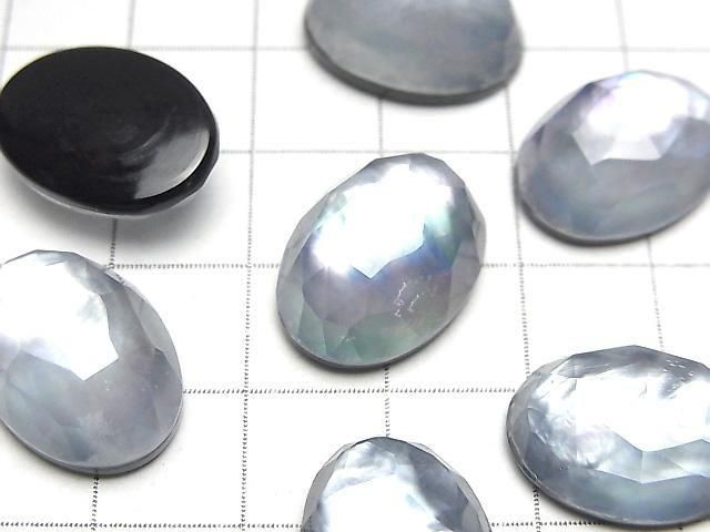 [Video] Onyx x White Shell x Crystal AAA- Oval Rose Cut 18x13mm 2pcs