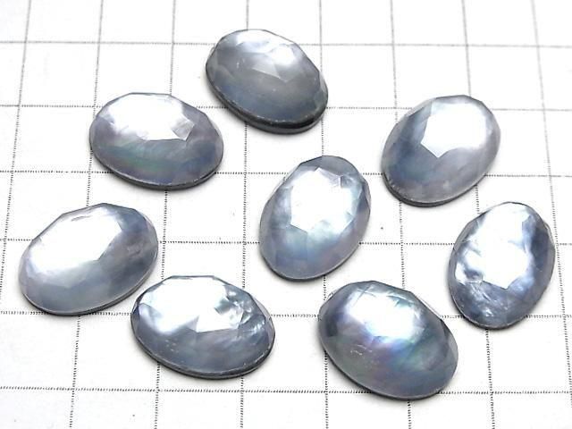 [Video] Onyx x White Shell x Crystal AAA- Oval Rose Cut 18x13mm 2pcs