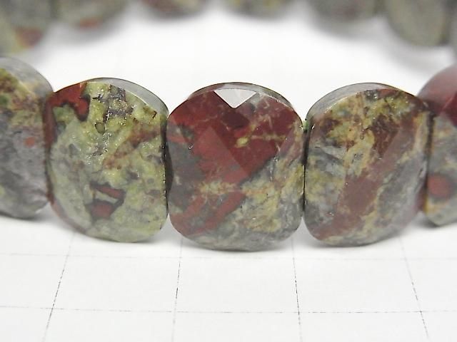 [Video] Dragon Blood Jasper 2-Hole Faceted Rectangle 16x12x6mm 1strand (Bangle Bracelet)