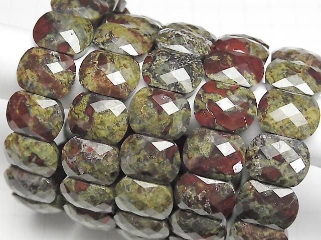 [Video] Dragon Blood Jasper 2-Hole Faceted Rectangle 16x12x6mm 1strand (Bangle Bracelet)