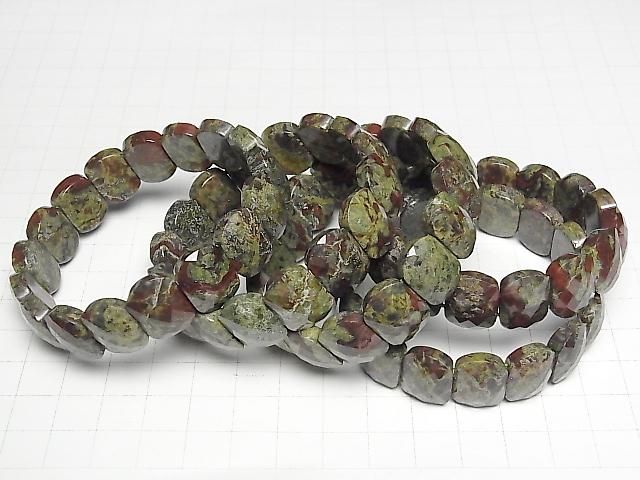 [Video] Dragon Blood Jasper 2-Hole Faceted Rectangle 16x12x6mm 1strand (Bangle Bracelet)