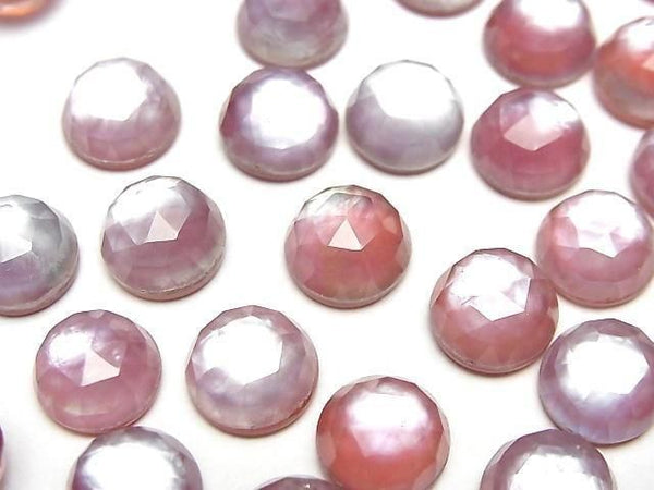 [Video] Carnelian x White Shell x Crystal AAA- Round Rose Cut 10x10mm 2pcs