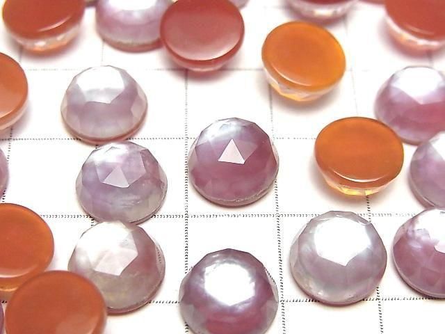 [Video] Carnelian x White Shell x Crystal AAA- Round Rose Cut 10x10mm 2pcs