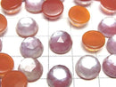 [Video] Carnelian x White Shell x Crystal AAA- Round Rose Cut 10x10mm 2pcs