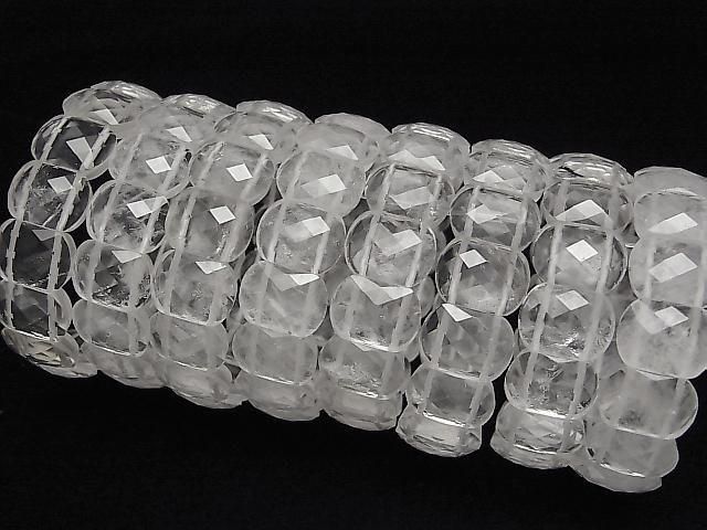 [Video] Crystal 2-Hole Faceted Rectangle 16x12x6mm 1strand (Bangle Bracelet)