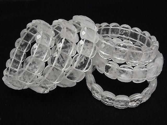 [Video] Crystal 2-Hole Faceted Rectangle 16x12x6mm 1strand (Bangle Bracelet)