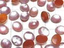 [Video] Carnelian x White Shell x Crystal AAA- Oval Rose Cut 10x8mm 3pcs