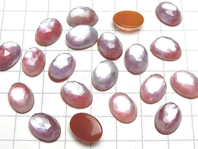 [Video] Carnelian x White Shell x Crystal AAA- Oval Rose Cut 14x10mm 2pcs
