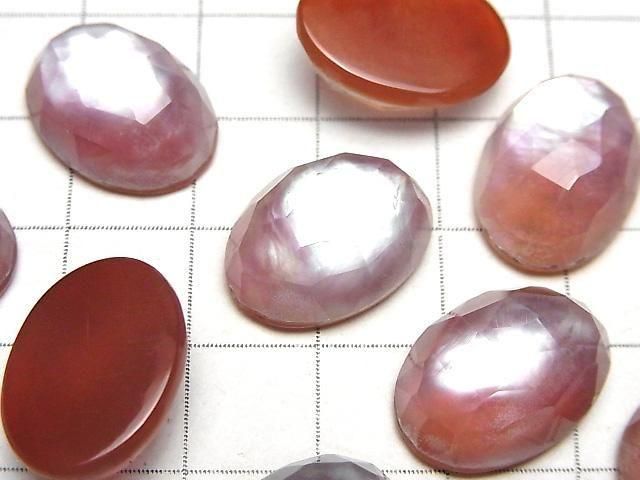 [Video] Carnelian x White Shell x Crystal AAA- Oval Rose Cut 18x13mm 2pcs