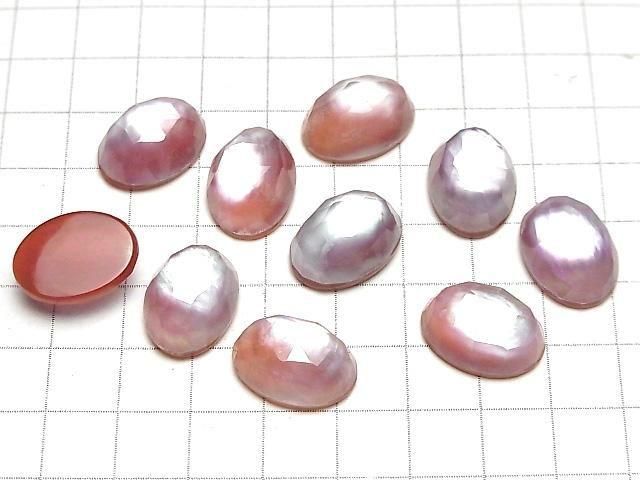 [Video] Carnelian x White Shell x Crystal AAA- Oval Rose Cut 18x13mm 2pcs