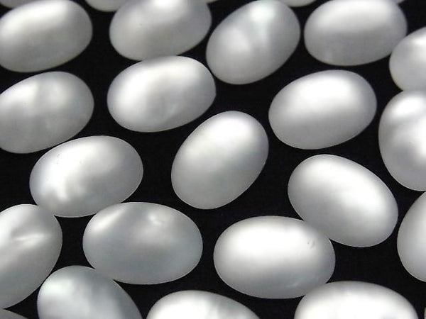[Video] White Shell x Frosted Quartz AAA Oval Cabochon 14x10mm 2pcs