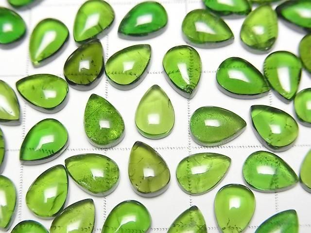 [Video]High Quality Chrome Diopside AAA- Pear shape Cabochon 7x5mm 1pc