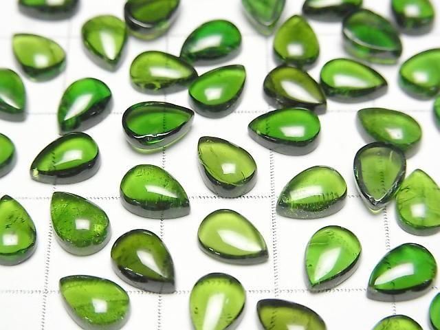 [Video]High Quality Chrome Diopside AAA- Pear shape Cabochon 7x5mm 1pc