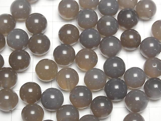 [Video] Gray Onyx AAA Half Drilled Hole Round 12mm 5pcs