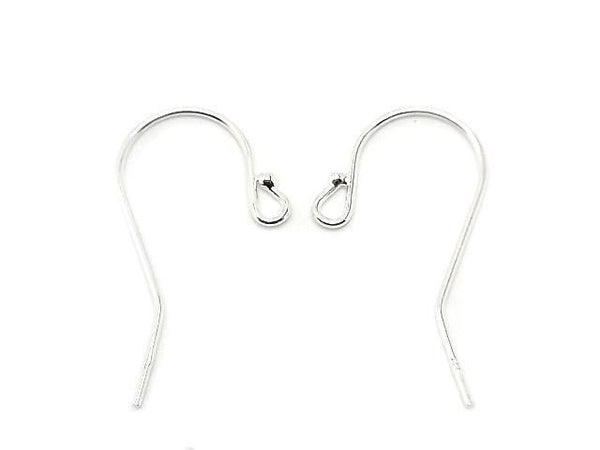 Silver925 Earwire 26x14mm with round beads [Pure Silver Finish] 2 pairs