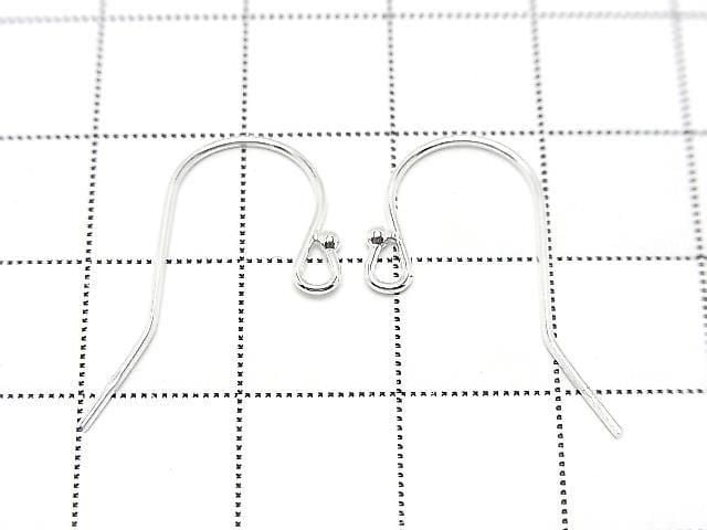 Silver925 Earwires 26x14mm with Round Beads [Pure Silver Finish][Rhodium Plated][18KGP] 2 Pairs