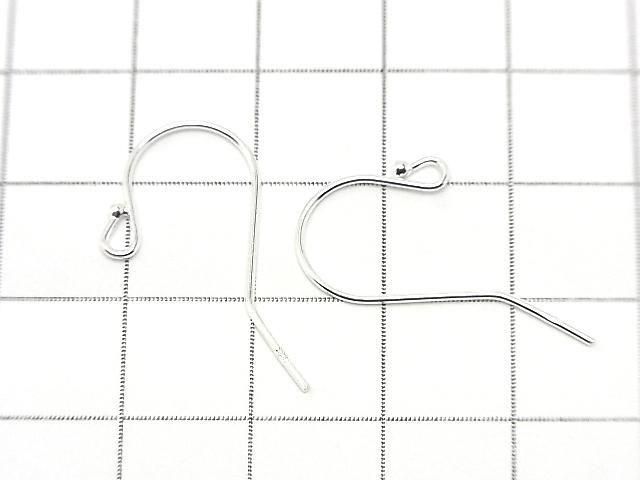 Silver925 Earwire 26x14mm with round beads [Pure Silver Finish] 2 pairs