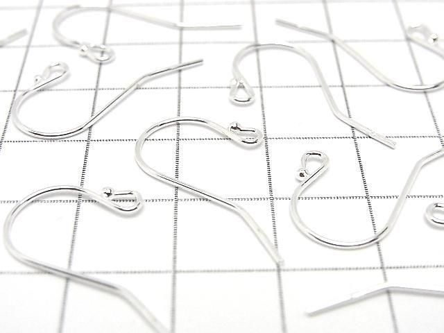 Silver925 Earwire 26x14mm with round beads [Pure Silver Finish] 2 pairs