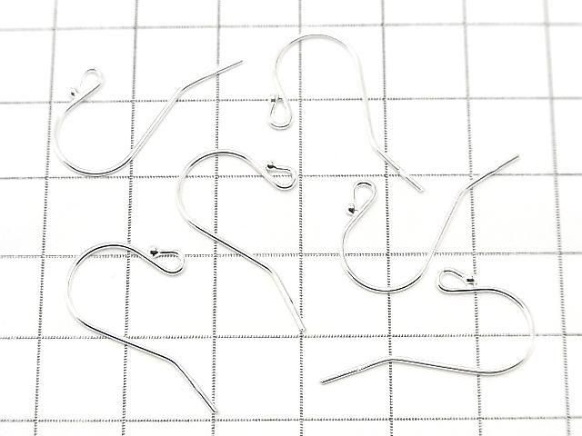 Silver925 Earwire 26x14mm with round beads [Pure Silver Finish] 2 pairs