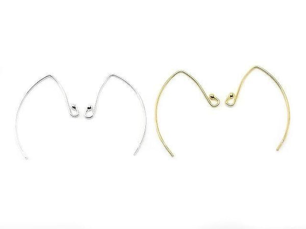 Silver925 Marquise Earwire 31x21mm [Sterling Silver Finish][18KGP] 1pair