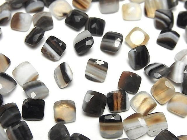 [Video] Black Stripe Agate Loose stone Square Faceted 6x6mm 10pcs