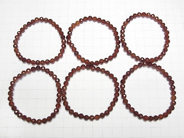 [Video]High Quality! Hessonite Garnet AA++ Faceted Round 6mm Bracelet