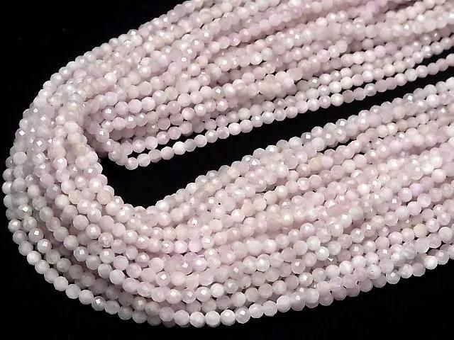 High Quality! Nigerian Kunzite AA+ Faceted Round 3mm 1strand beads (aprx.15inch/37cm)