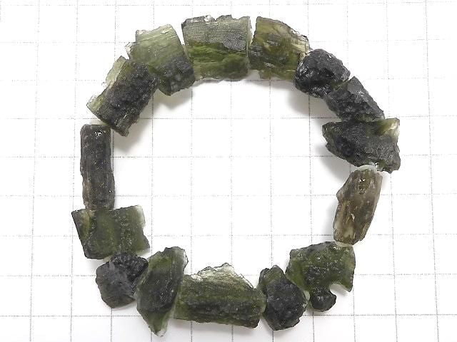 [Video][One of a kind] Moldavite Rough Rock Nugget Bracelet NO.2