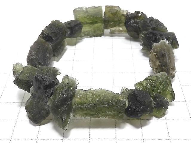 [Video][One of a kind] Moldavite Rough Rock Nugget Bracelet NO.2