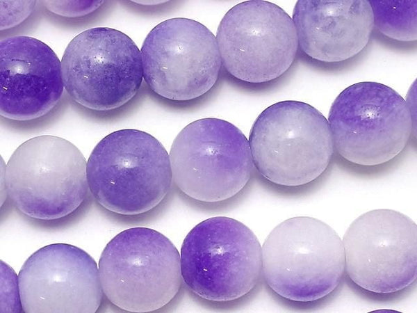 Purple & White Jade Round 8mm 1strand beads (aprx.15inch/36cm)