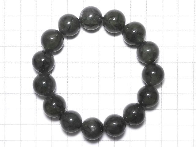 [Video][One of a kind] Actinolite in Quartz AAA Round 14.5mm Bracelet NO.6