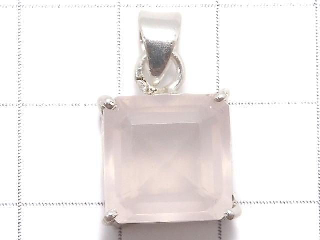 [Video][One of a kind] High Quality Rose Quartz AAA Faceted Pendant Silver925 NO.22