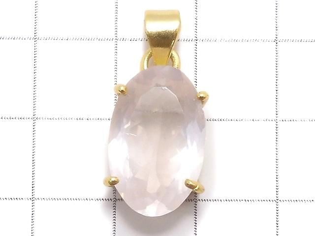 [Video][One of a kind] High Quality Rose Quartz AAA- Faceted Pendant Silver925 NO.27