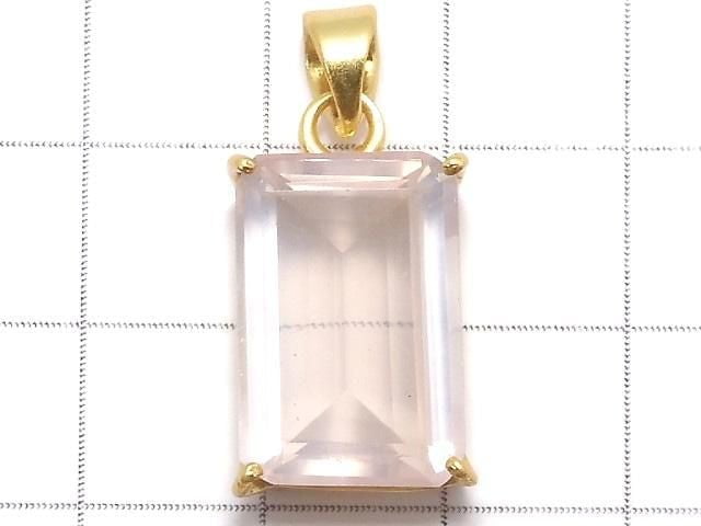 [Video][One of a kind] High Quality Rose Quartz AAA Faceted Pendant Silver925 NO.29