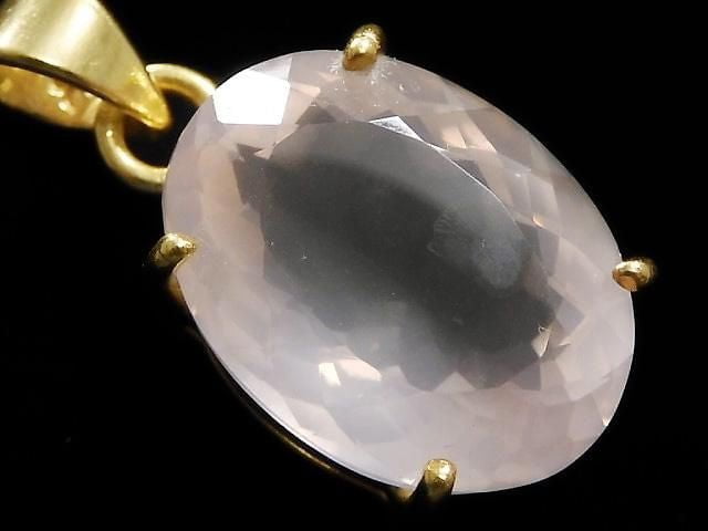 [Video][One of a kind] High Quality Rose Quartz AAA Faceted Pendant Silver925 NO.30