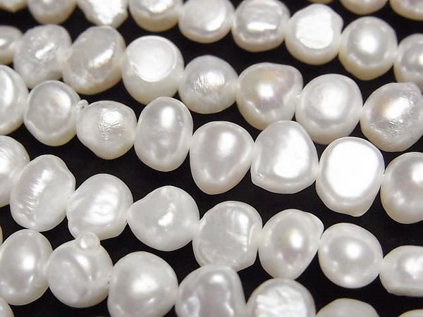 [Video] Fresh Water Pearl AA+ Potato-Baroque 6-7mm White 1strand beads (aprx.14inch/34cm)