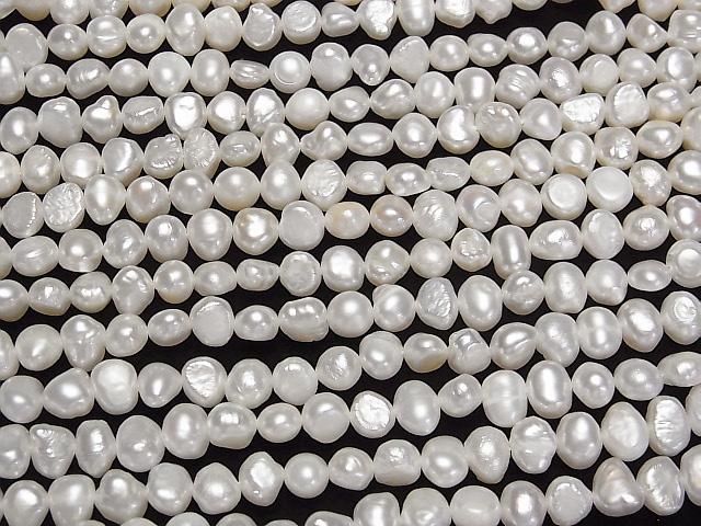 [Video] Fresh Water Pearl AA+ Potato-Baroque 6-7mm White 1strand beads (aprx.14inch/34cm)